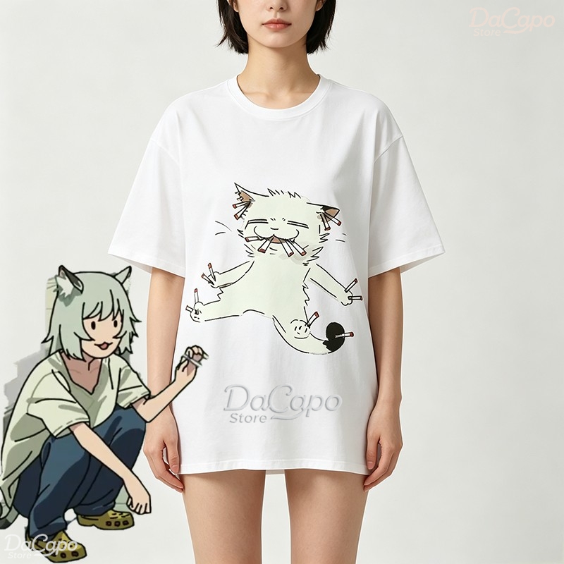 Chainsmoker Cat Yaniko Satou C - Anime Merchandise T Shirt recension och pris
